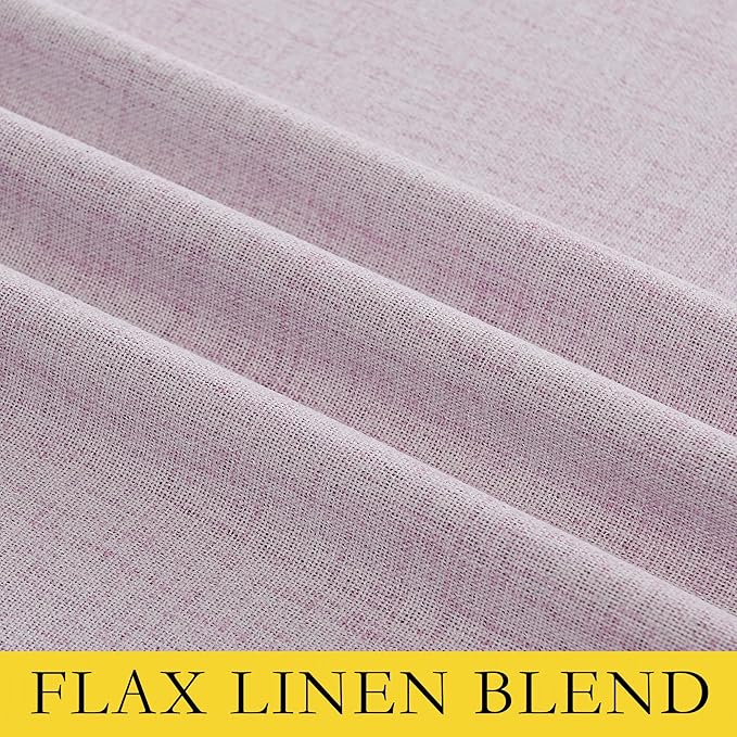 NICETOWN Pink Vintage Linen 100% Blackout Curtains for Living Room, Thermal Insulated Curtains 120“ Long, Noise Reducing Window Treatment Drapes for Home Office, 62" Wide Per Panel, Set of 2