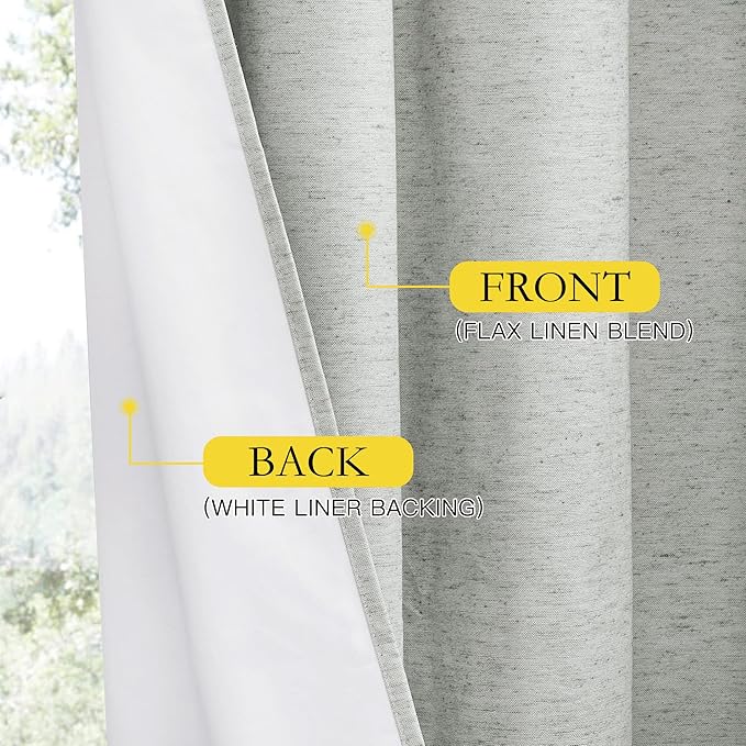 NICETOWN Grey Full Shade Curtain Panels, 62 x 63 inch, Pair of Energy Smart & Noise Blocking Out Blackout Drapes for Dining Room Window, Thermal Insulated Guest Room Lined Window Dressing