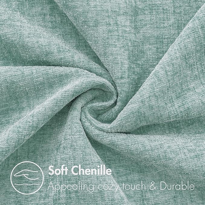 MIULEE Pack of 2 Couch Throw Pillow Covers 18x18 Inch Soft Aqua Green Chenille Pillow Covers for Sofa Living Room Spring Home Decor Couch Solid Dyed Cases