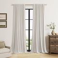 Guken 108 Inch Long Light Beige 100% Blackout Curtains for Living Room Bedroom Back Tab Thermal Insulated Netural Farmhouse Black Out Linen Drapes Room Darkening Window Curtain 2 Panels Set, 9 FT