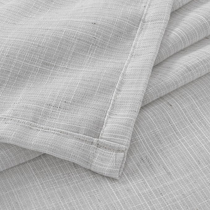 BGment Light Grey Linen Curtains 54 Inch Length for Window - Rod Pocket Short Drapes Light Filtering for Living Room Bedroom Decorative Lightweight Natural Rustic, 2 Panels Set, 42 X 54 Inch