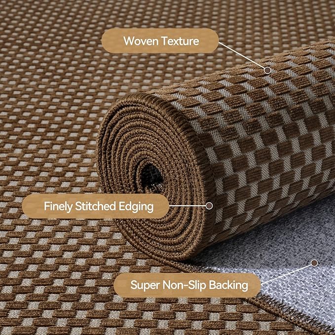 YDKGL 2x3 ft Indoor Door Mat Entryway Rug Non Slip Boho Woven Washable Small Area Rugs Runner, Front Entry Rug Entrance Doormat for Hall Porch Bathroom Kitchen Bedroom, Dark Brown/Coffee 24"x36"