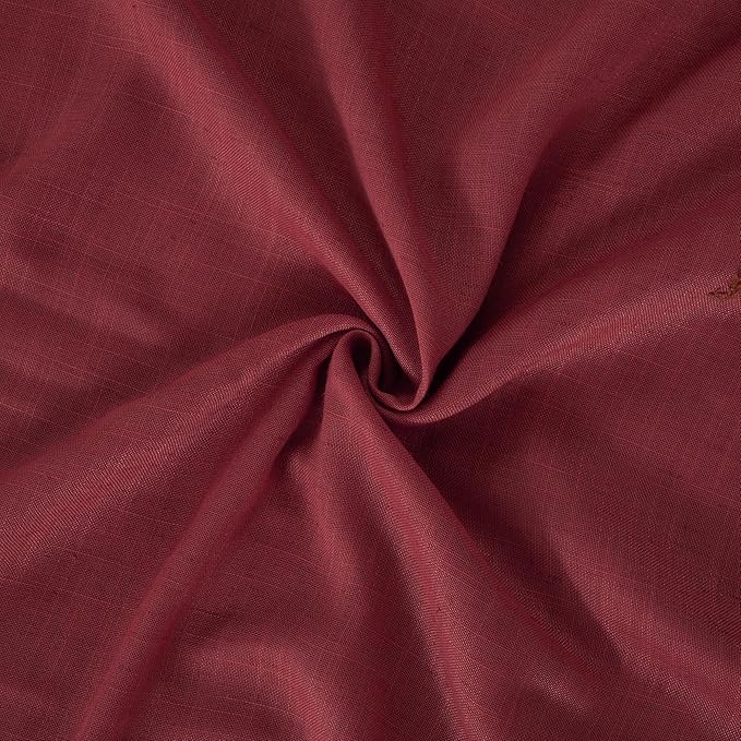 BGment Burgundy Linen Curtains 72 Inches Long for Living Room, Window Drapes Semi Sheer Textured for Farmhouse Bedroom Dining Christmas Decor with Rod Pocket Lightweight, 2 Panels, Each 52 Inch Wide