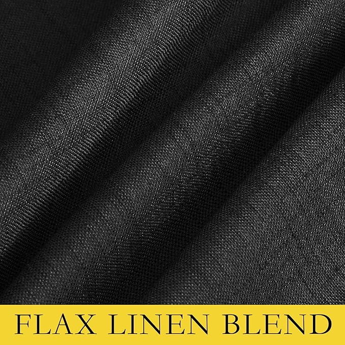 NICETOWN Vintage Open Linen Weave Flax Thermal Curtains, 100% Blackout Curtains 72 inches Long for Dining Room, Soundproof Window Treatment Drapes for Hall Room, Black, 52" Wide Per Panel, Set of 2