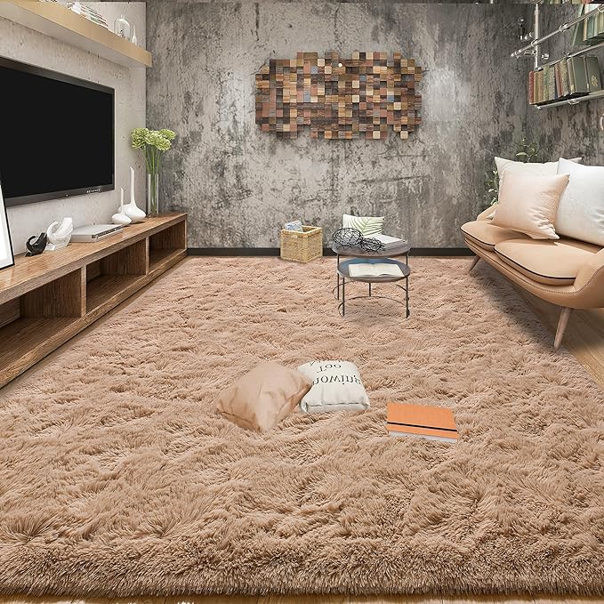 Tepook Area Rugs 9x12 for Living Room, Super Soft Fluffy Rugs for Bedroom, Modern Shaggy Rug Fuzzy Carpets for Kids, Plush Indoor Nursery Home Decor Rug with Non-Slip Bottom, Beige