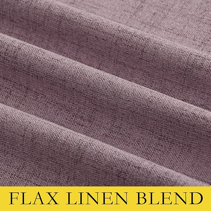 NICETOWN Chaise Mauve Vintage Linen 100% Blackout Curtains for Dining Room, Thermal Insulated Curtains 45" Long, Noise Reducing Window Treatment Drapes for Kitchen, 42" Wide Per Panel, Set of 2