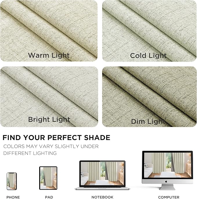 Joydeco Linen Blackout Curtains for Bedroom - 100% Light Blocking 1 Panels, Light Beige Drapes 100" W x 120" L, Thermal Insulated Room Darkening Curtains for Living Room, Rod Pocket & Back Tabs