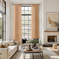 Nanspring Camel Linen Curtains for Living Room Extra Long 126 Inches Long Back Tab Light Filtering Semi Sheer Curtain Vintage Rustic Decor Floor to Ceiling High Window for Bedroom 52x126, 2 Panels