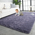 TWINNIS Super Soft Shaggy Rugs Fluffy Carpets 10x14 Feet, Indoor Modern Plush Area Rugs for Living Room Bedroom Kids Room Nursery Home Decor, Upgrade Anti-Skid Fuzzy Rug, Grey Purple