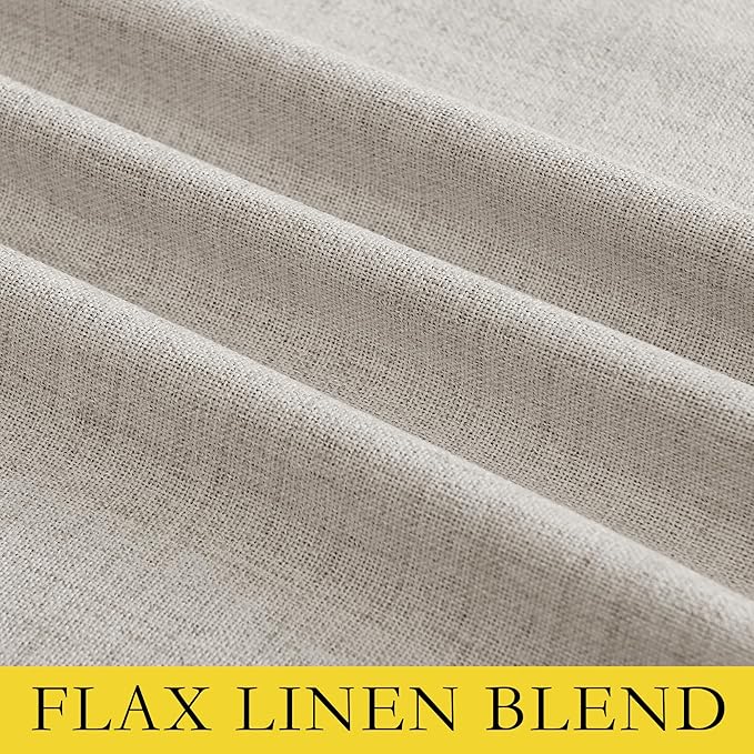 NICETOWN Brich Vintage Open Linen Weave Flax Thermal Curtains, 100% Blackout Curtains 54" Long for Dining Room, Soundproof Window Treatment Drapes for Kitchen, 42" Wide Per Panel, Set of 2