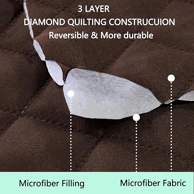 Reversible Loveseat Sofa Covers Couch Cover Furniture Protector(Loveseat,Chocolate/Chocolate)