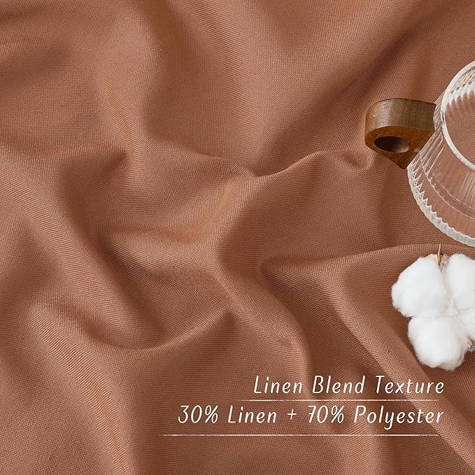 NICETOWN Caramel Linen Curtains for Kitchen, Thick Flax Small Window Treatments Semi Sheer Privacy Assured with Light Through for Cafe/Bathroom, W34 x L36, 2 Panels