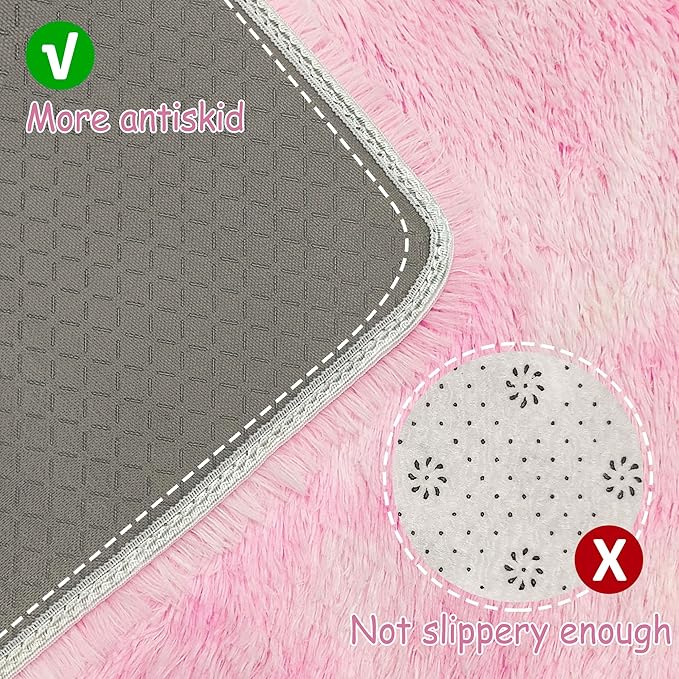 Tie-Dye Pink Soft Shaggy Fluffy Rug for Living Room 6x9ft Anti-Skid Durable Area Rug Mat Bedside Throw Rug for Bedroom Kids Room Boys Teens Nursery Dorm Office Home Decor Aesthetic Carpets