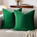 GIGIZAZA Decorative Throw Pillow Covers 26x26,Set of 2 Forest Green Square Couch Pillow Covers,Velvet Sofa Boho Cushion Pillows