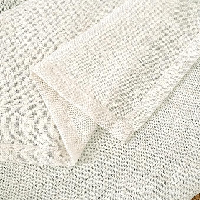 LAMIT 54 Inch Semi Sheer Window Linen Curtains, Light Filtering Panels Back Tab and Rod Pocket Neutral Drapes for Bedroom/Living Room, Cream, 2 Panels, 34 x 54 Inch