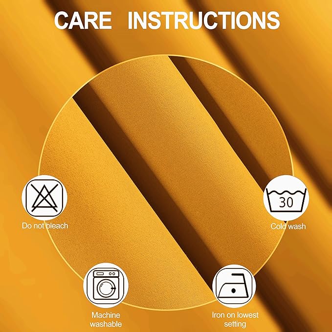 LEMOMO Yellow Blackout Curtains 34 x 84 Inches Long/Set of 2 Curtain Panels/Thermal Insulated Room Darkening Blackout Curtains for Bedroom