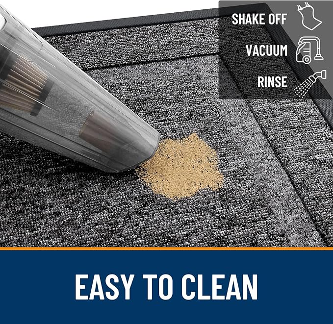 OLANLY Front Door Mat Indoor Outdoor Entrance, Waterproof All-Season, All-Weather Doormat, Sturdy Natural Rubber, Low Profile, Easy Clean Patio Porch Entryway Mat, 47x23, Black and White