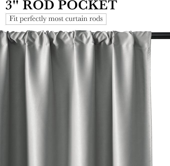RYB HOME 100% Blackout Basement Curtains 24 inches Long, Heat & UV Blocking Total Room Darkening Noise Reducing Curtains for Bathroom RV Campers, Sliver Grey, 2 Panels Set