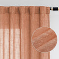 MYSKY HOME Floor Length Burnt Orange Curtains 95 Inch Long Panels, Boho Curtains Farmhouse for Living Room Sliding Glass Door, Rod Pocket Linen Look Texture Light Filtering, 50" x 95", Orange, Pack-2
