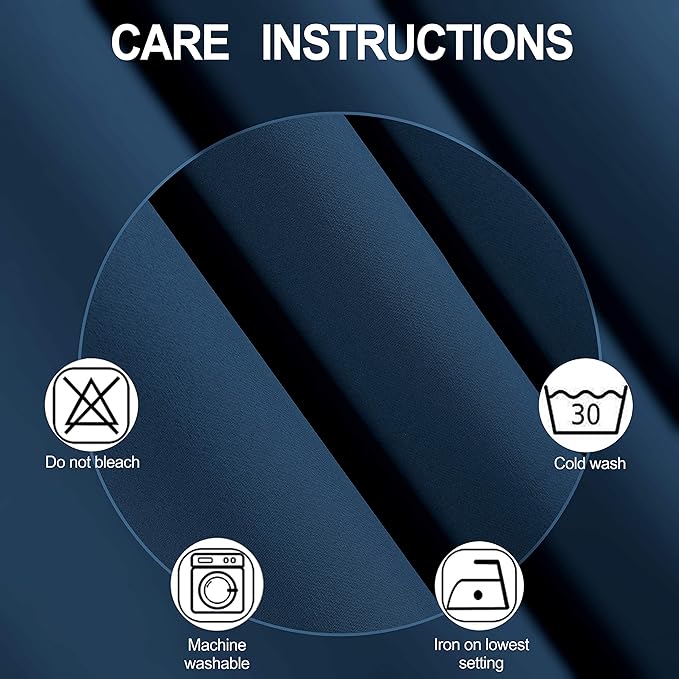 LEMOMO Navy Blue Thermal Blackout Curtains/52 x 95 Inch/Set of 2 Panels Room Darkening Curtains for Bedroom