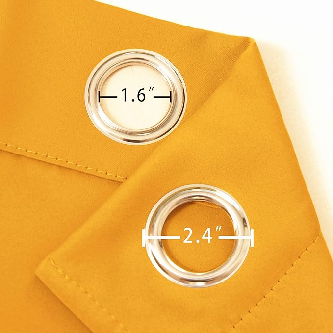 LEMOMO Yellow Blackout Curtains/52 x 108 Inch/Set of 2 Panels Thermal Insulated Room Darkening Curtains for Bedroom