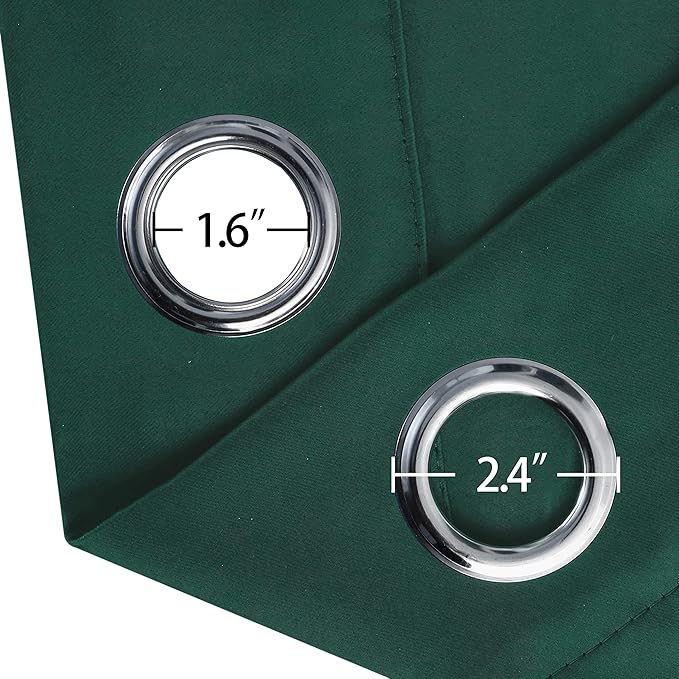 LEMOMO Dark Green Thermal Blackout Curtains/52 x 108 Inch/Set of 2 Panels Room Darkening Curtains for Bedroom