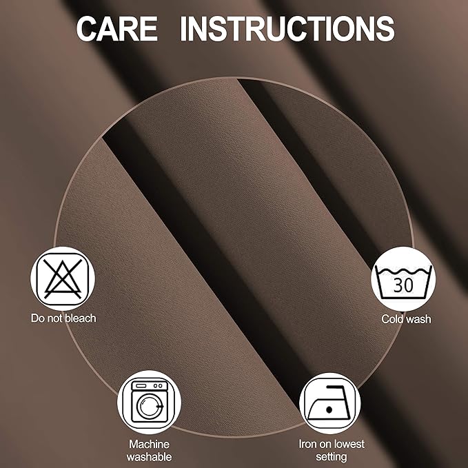 LEMOMO Chocolate Brown Thermal Blackout Curtains/38 x 63 Inch/Set of 2 Panels Room Darkening Curtains for Bedroom