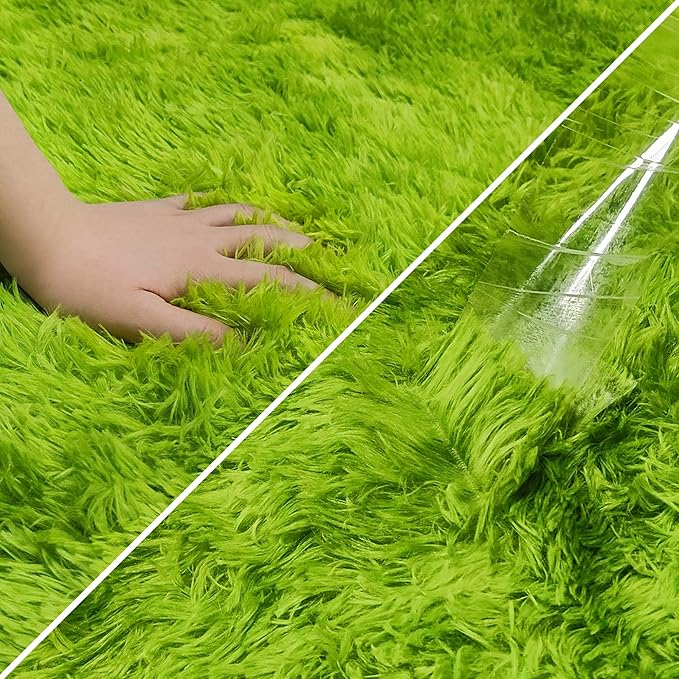 Tie-Dyed Runner Rug for Bedroom Green 2x10ft Fluffy Area Rug Bedside Runner Rug for Kids Room Boys Teens Nursery Baby Living Room Dorm Home Decor Carpets