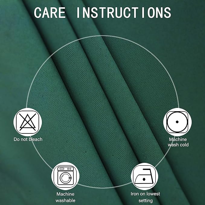 LEMOMO Blackout Curtains 66 x 84 inch/Dark Green Curtains Set of 2 Panels/Thermal Insulated Room Darkening Bedroom Curtains