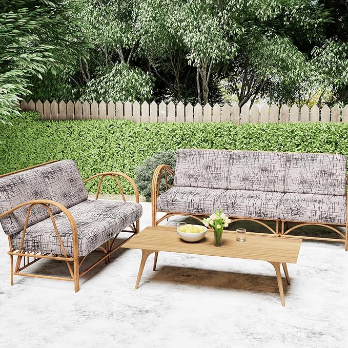 Smiry Printed Couch Cushion Covers, Stretch Soft Couch Covers for Sofa, Washable Non-Slip Sofa Slipcover Furniture Protector for Indoor and Outdoor (2 Pack, Brown and White)