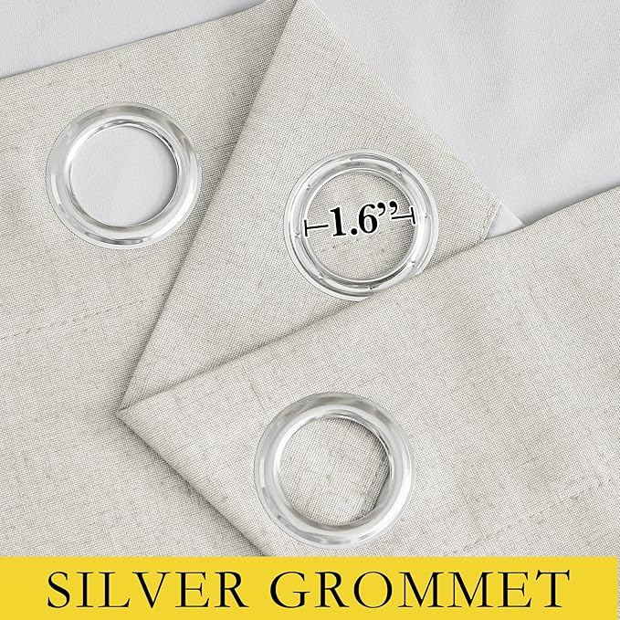 NICETOWN Linen Blackout Curtains for Kitchen, Ivory, 2 Panels, 42" Wide x 45" Long, Short Kitchen Burlap Linen 100% Blackout Drape Panels for Night Shift, Great Job for Blocking Light