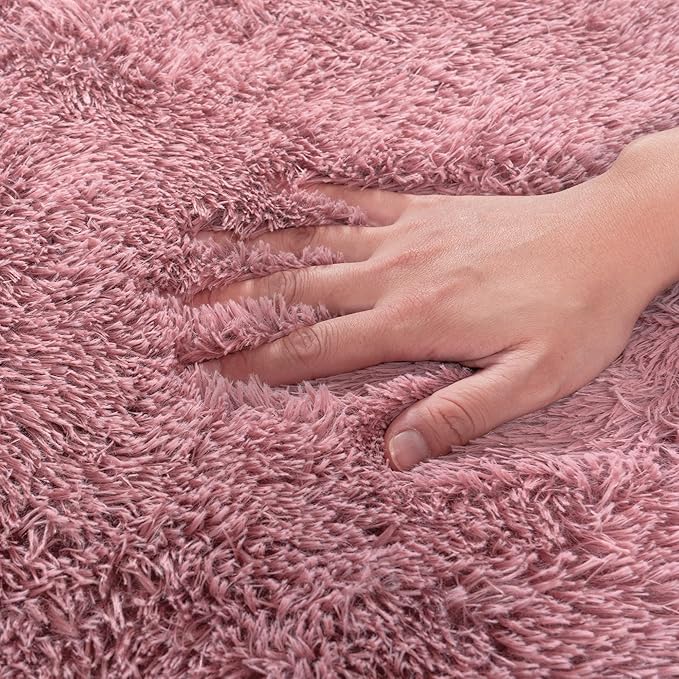 Runner Rugs for Bedroom 2x6 Rug Runners for Hallways Non Slip Soft Shag Bedside Rug, Fluffy Area Rug Throw Rugs for Living Room, Floor Carpet Runner for Nursery Kids Dorm, Blush