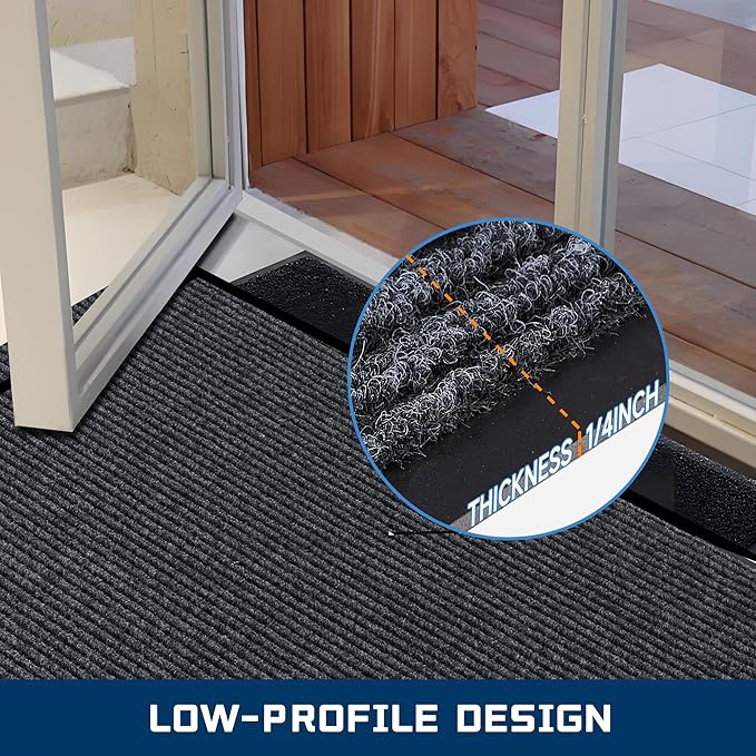 BesWin Front Door Mat, 3'x6' Indoor Outdoor Doormats, Heavy Duty Commercial Floor Mat Inside Outside Entrance, Non Slip Rubber Backing Welcome Mats for Entryway