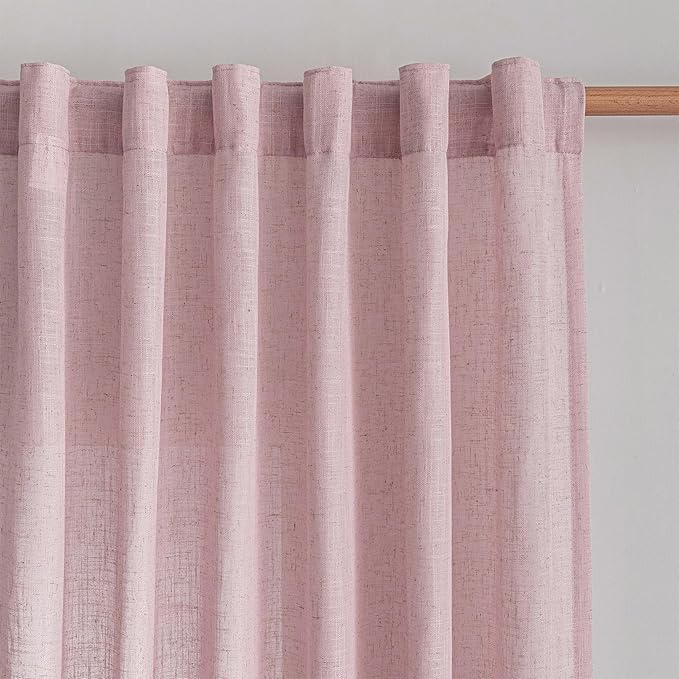 MYSKY HOME Pink Curtains 72 Inch Length for Nursery Girls Bedroom, Semi Sheer Door Curtains for Closet Doorways Boho Farmhouse Back Tab Soft Light Filtering Drapes, 50" Wide, Light Pink, Sets of 2
