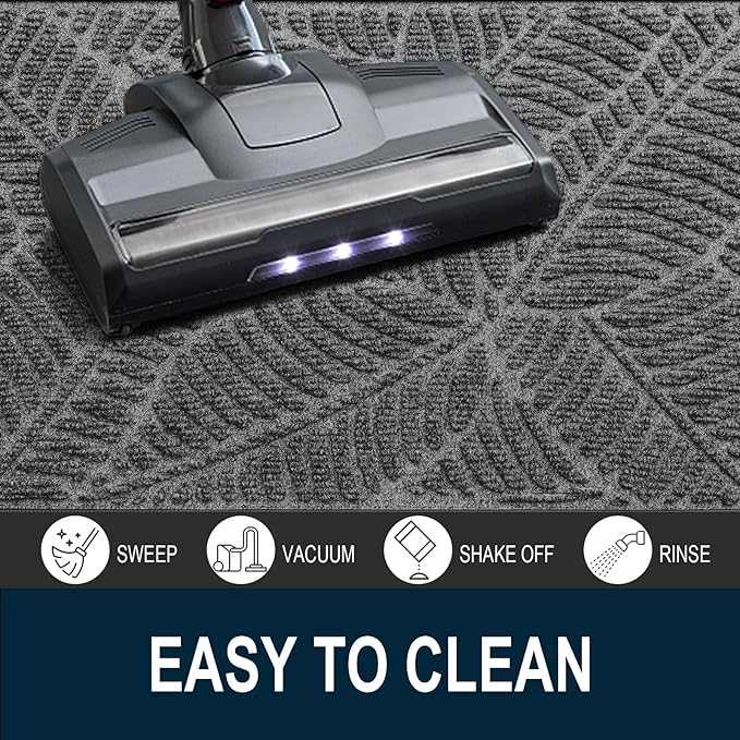Colorxy Waterproof Doormat, Sturdy Natural Rubber Front Door Mats, Non Slip Low Profile Indoor Outdoor Entrance Mat, Stain Resistant Easy Clean Floor Mat for Patio or Entryway, 47''x24'', Dark Grey