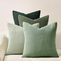 Topfinel LightGreen Boho CouchDecorative Throw Pillows Covers 18x18 Inch Set of 4,Olive Emerald Green Corduroy Soft Cushion Case,Rustic Fun Living Room Decor Green Gradient Cushion Covers(45×45cm)
