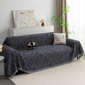 MYSKY HOME Couch Covers for 2 Cushion Couch Sectional Sofa, L Shape Sofa Protector Navy Chenille Couch Cover, Sofa Covers Washable Blanket with Tassel Pet Couch Cushion Cover, 71"X102"