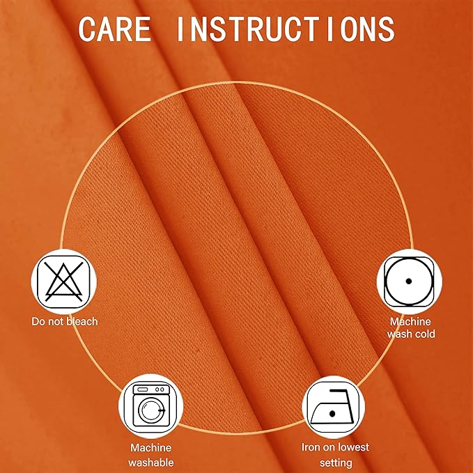 LEMOMO Orange Thermal Blackout Curtains/52 x 72 Inch/Set of 2 Panels Room Darkening Curtains for Bedroom