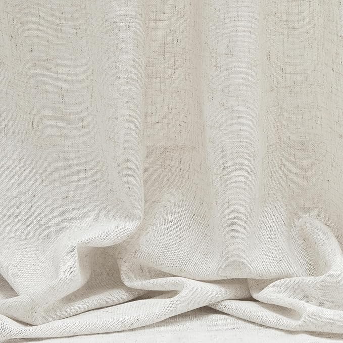 MYSKY HOME Linen Curtains for Sliding Glass Door, Back Tab Semi Sheer Curtain Panels Extra Long Floor Length Drapes Linen Texture Soft Touch Country Curtains, 50x120 Inch, Linen, Set of 2