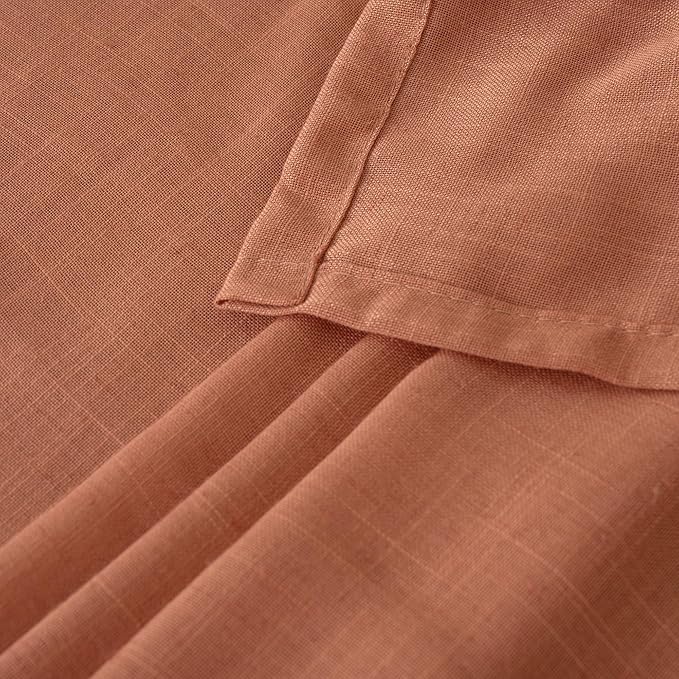 BGment Linen Semi Sheer 80 Inch Curtains for Living Room Windows, Terracotta Light Filtering Drapes with Rod Pocket for Bedroom Dining Burnt Orange Lightweight, 2 Panels Set, Each 52 Inch Wide