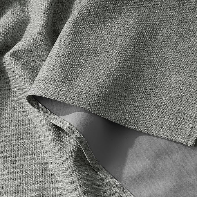RYB HOME 100% Blackout Linen Textured Curtains 108 inches Long, Thermal Insulating Privacy Energy Saving for Bedroom Living Room Window Office Theater Baby Nursery, W 52 x L 108 in, Grey, 2 Panels