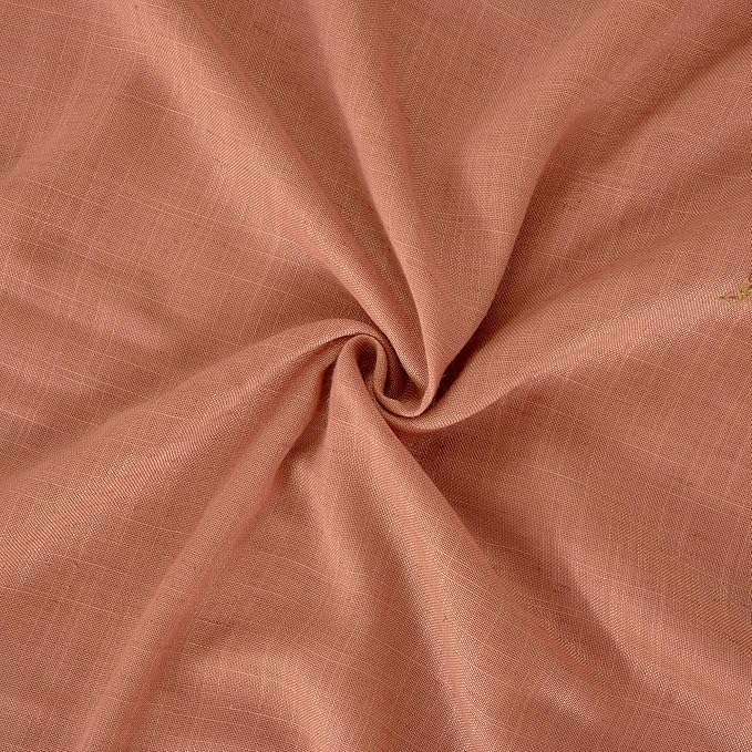 BGment Terracotta Linen Curtains 90 Inch Length for Living Room, Semi Sheer Long Window Drapes Rustic Textured for Farmhouse Beroom Dining Decor Rod Pocket Lightweight, 2 Panels Set, Each 52 Inch Wide
