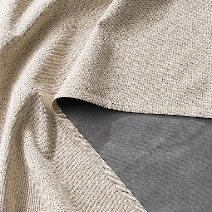 RYB HOME Warm Sand 100% Blackout Curtains for Bedroom, Linen Drapes Back Tab&Rod Pocket, Thermal Insulated Privacy Assurd Curtains for Sliding Glass Doors/Dining/Living Room, W52 x L84, 2 Panels